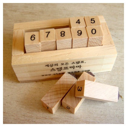 Fallindesign Wooden Number rubber stamp set