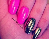 Barbie Pink with Gold Leopard Accent Oval False Nail Set