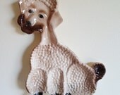 Vintage Made in Calif Pottery Poodle Platter Serving Dish Wall Hanging USA Cottage Chic  Shabby Chic Collectibles Dog Lovers