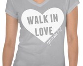 Walk In Love - Gray - Womens Tee - T Shirt - Heart Design - Christian Apparel - Ephesians 5:2