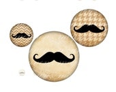Classic Moustache - Printable 12 mm (1/2 inch) round for earrings, cufflinks, ring, magnet, pendant - Jpg File no. A068 - meynenz