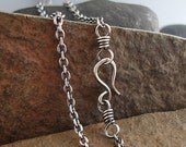 Silver Filled Cable Chain, Oxidized, Handmade, Silver-Filled, Hook Closure, 18 Inch
