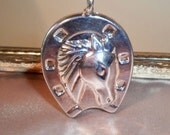 Large Vintage Silver Plated Horseshoe Pendant  On Sale 5.00