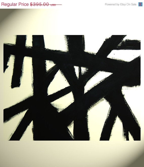 Spring Sale - HUGE 42x54 Original  Black and White - Custom Commissioned Painting - Bl/Wh1.040713 - Intensified Strength