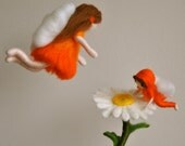 Waldorf inspired needle felted girl mobile: Daisy  fairy and her baby