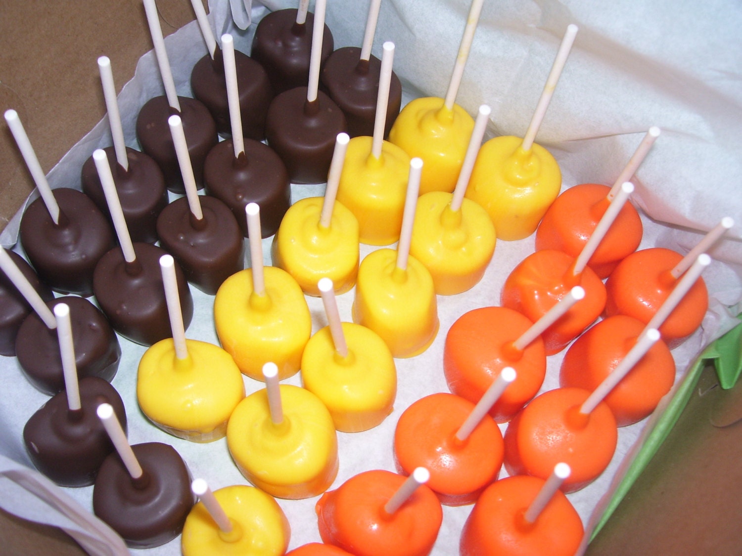 Marshmallow Pops Orange Yellow, Brown Construction Theme Birthday Party Pink Blue, White and Milk Chocolate Baby Shower Wedding Favors 1 dz
