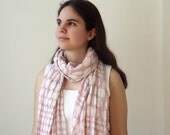 Scarf Pastel Pink White Polka Dot - Crinkled Scarf - Colors of Springtime
