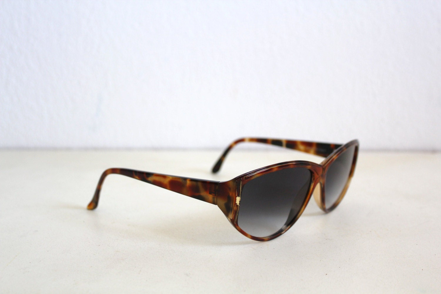 Vintage Sunglasses Italian Tortoise Pattern with Faux Leather Case
