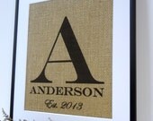 Rustic Wedding Sign on Burlap Personalized
