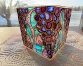 Hand Painted Glass Candle Holder