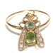 c1875 Victorian 15K Gold Insect Fly Ring Rose Cut Diamond Beryl Ruby Peridot Stones