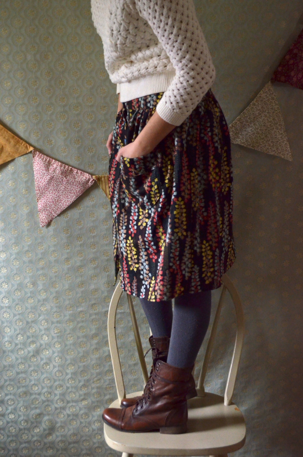 Gathered Skirt with Pockets Small 6 / 8