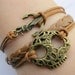 Bracelet-antique bronze skull bracelet,anchor bracelet,anchor pendant,brown braid bracelet-Z619