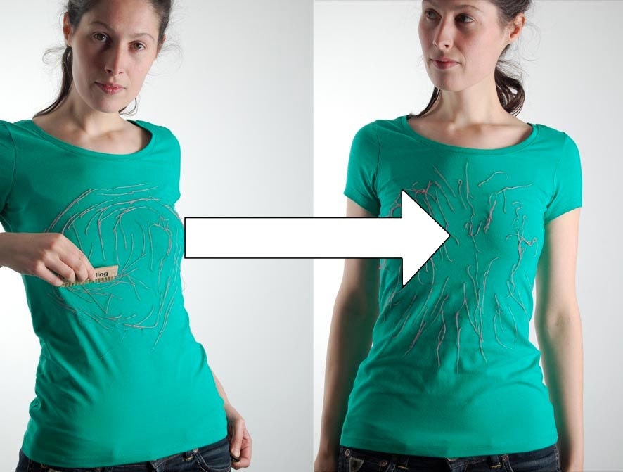 interactive shirt, size S, organic stretch cotton, embroidered, comfortable and playful, with Bespeling bruss