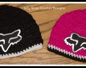 Twins Pink & black  fox racing girls crochet beanie newborn child and adult size hats  baby for girl or boy 3-6 6-12 months 1-3 years