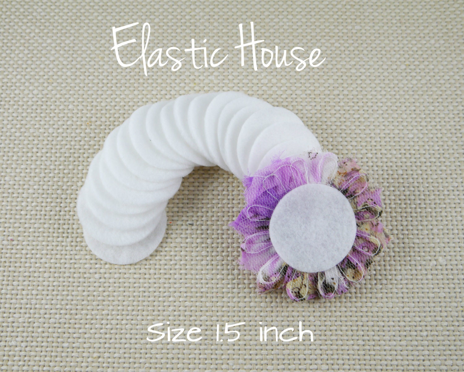 25 pcs Felt Circle - Size 1.5"- White Color - DIY Hair Bow/Hair Accessories Supplies