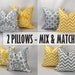 2 x 20" Pillow Covers - Yellow, Gray & White, Mix and Match Package