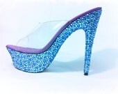 NO GAP Bling Sky Blue Pump glitter high heel shoe 3" strass w/ swarovski crystal