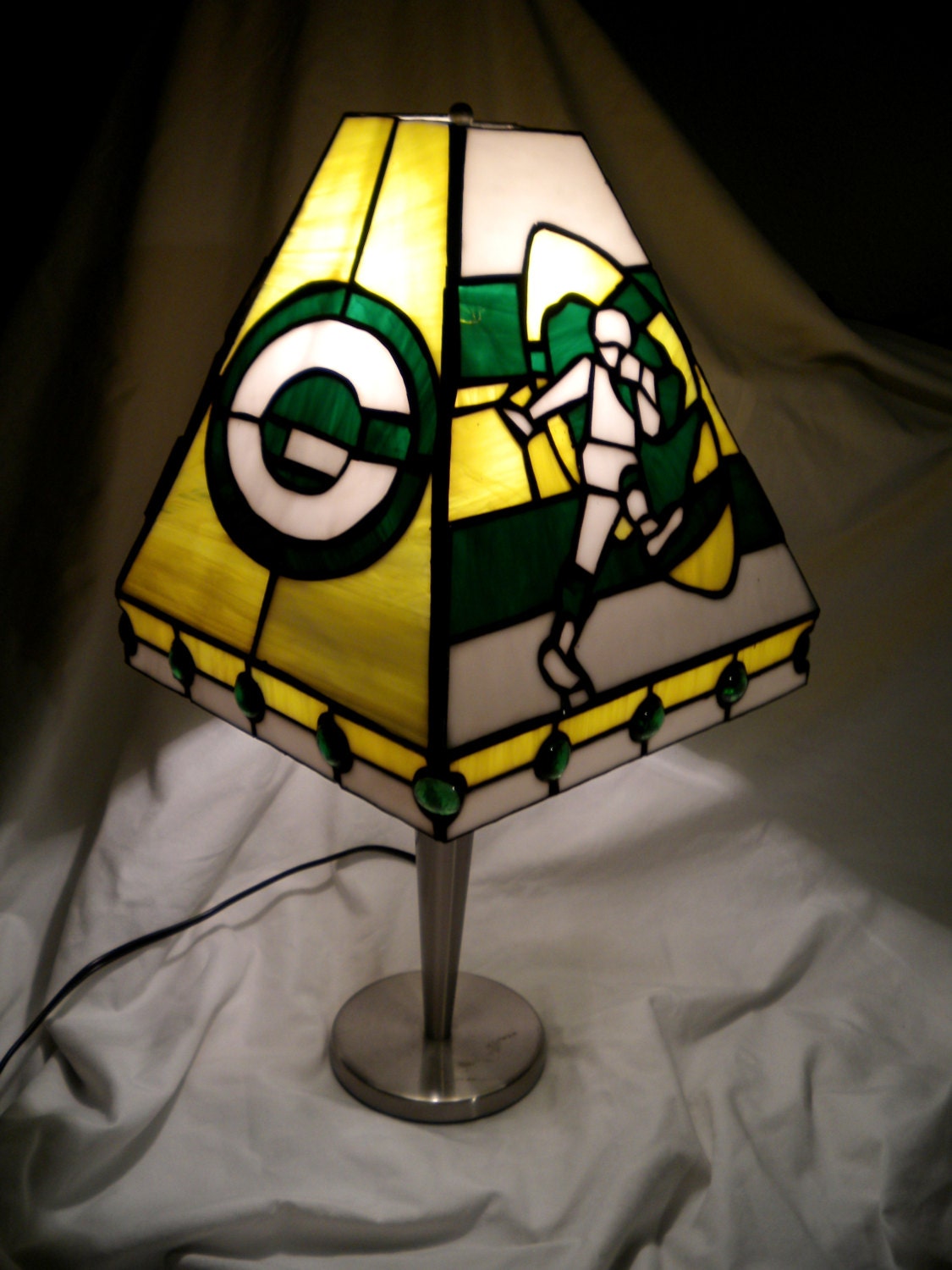 Items similar to Green Bay Packers Themed Stained Glass Lamp Shade on Etsy