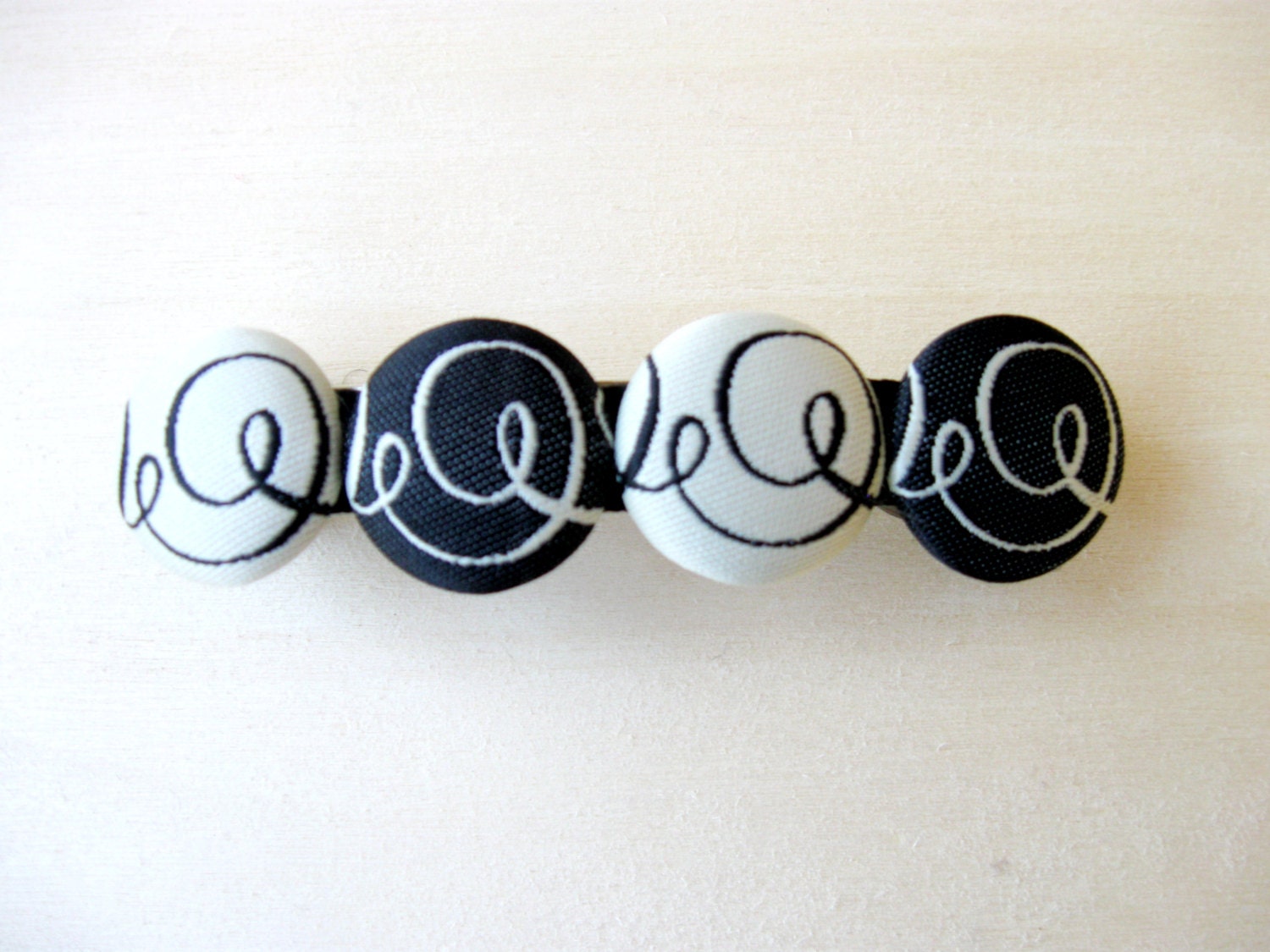 Barrette, Fabric Covered Buttons Attached to a French Hair Barrette, Hair Clip, Retro, Vintage Style, Wedding, everyday wear