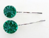 Apple Green Rhinestone Bobby Pin Set of 2, Hair Grips, Hair Pins, Hair Accessories for Women, Teen Girls