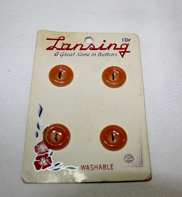 Vintage 1/2 inch Diameter Peachy Buttons Set of Four