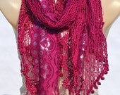 Fashion exquisite cotton lace scarf, mesh lace stitching scarf, red lace scarf, shawl, women's accessories