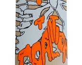 Hand Painted Skateboard Deck Ribcage Design on Maple Wood edgy goth custom neon