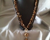 Moroccan design Tiger eye necklace gold plated component