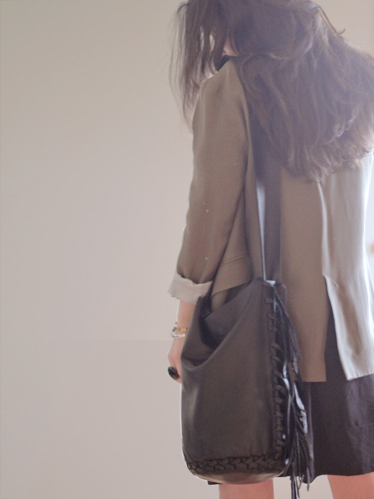Antton Satchel -Handmade black leather bag