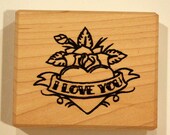 Valentines Day Heart I Love You Tattoo Card Rubber Stamp