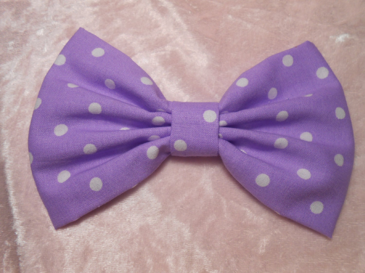 Lilac/Medium White Polka Dots Hair Bow, Girls Hairbow
