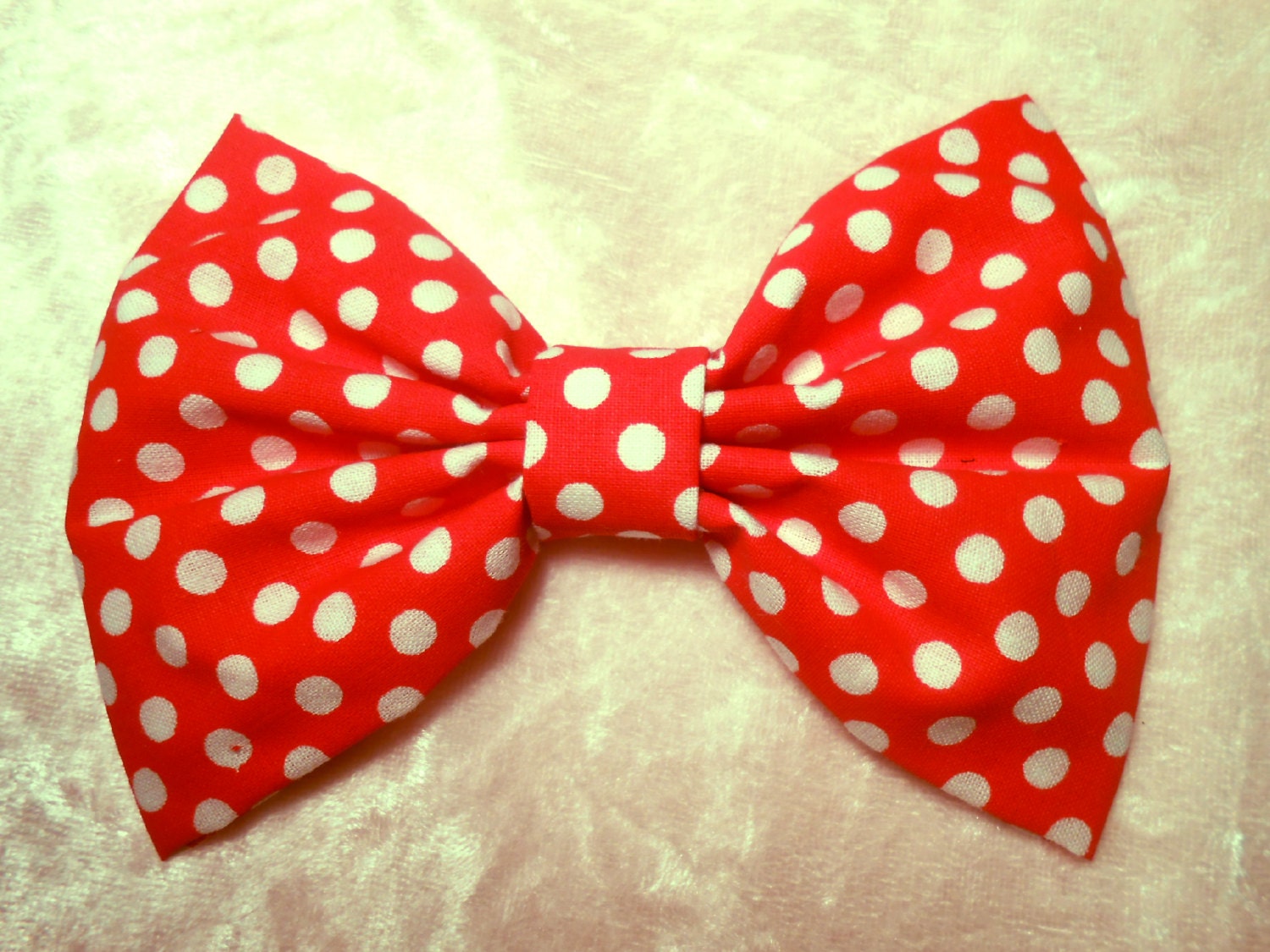 Red/ Medium White Dotted Hair Bow, Girls Hair Bow, Fabric Hair Bow