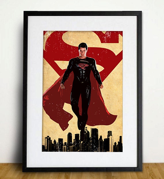 Superhero - Superman Man of Steel Poster A3 Print