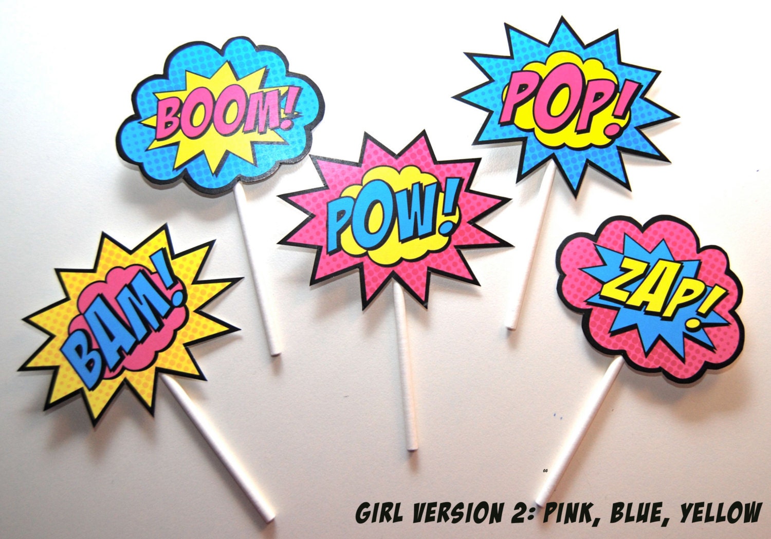 25 Superhero Boom, Bam, Zap, Pow, and Pop Toppers