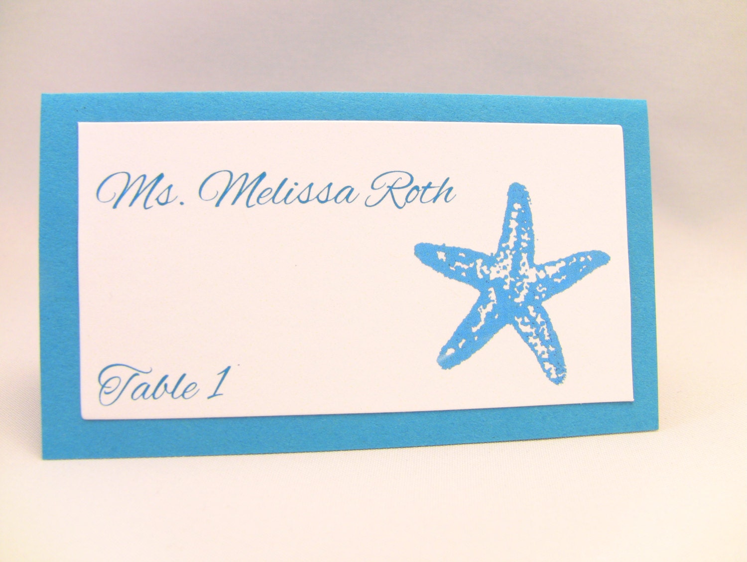 10 Wedding Place Cards, Starfish, Beach Wedding Place Card, Bridal Shower Escort Card,Nautical, CUSTOMIZE ANY COLOR, Printing Included