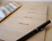 Hand Stitched Letter Pressed Hello Craft Cards - Set of 6
