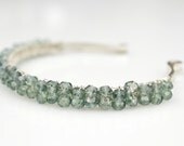 Sterling Silver Bangle Bracelet, Sterling Silver Cuff Bracelet, Green Bracelet, Mystic Quartz Bracelet