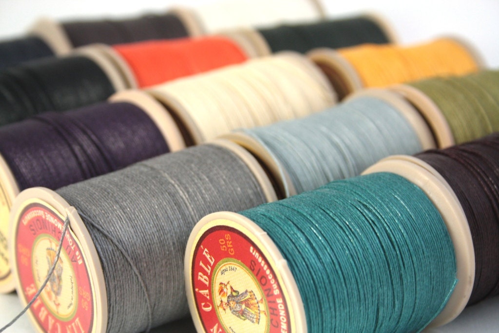 50g Spool of French Corded Waxed Linen Thread, Fil Au Chinois Lin Cable