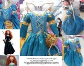 Merida Brave princess costume Irish Valiente Rebelle Disney gold green olive party pageant bridesmaid medieval bridal graduation bride dress