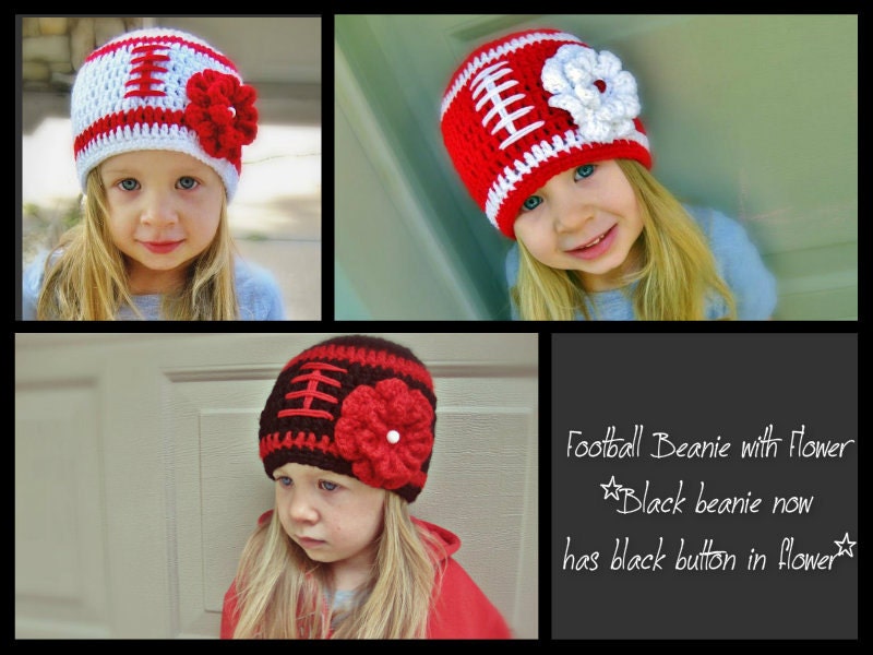 INFANT - Husker Football Beanie w/ Flower