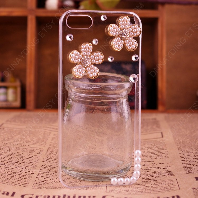 pearl flowers and diamond case custom phone case loves iphone case cell phone cases and covers iPhone 4s case iPhone cover
