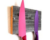Reclaimed Wood Knife Rack - Magnetic Rack -  Barnwood Knife organizer