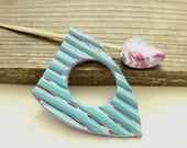 Hair Pin - Scarf Shawl Pin - Turquoise & Fuchsia - Handmade Scarf Brooch