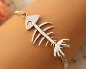 fishbone bracelet,retro silver personalized fishbone pendant bracelet,alloy chain bracelet---B230