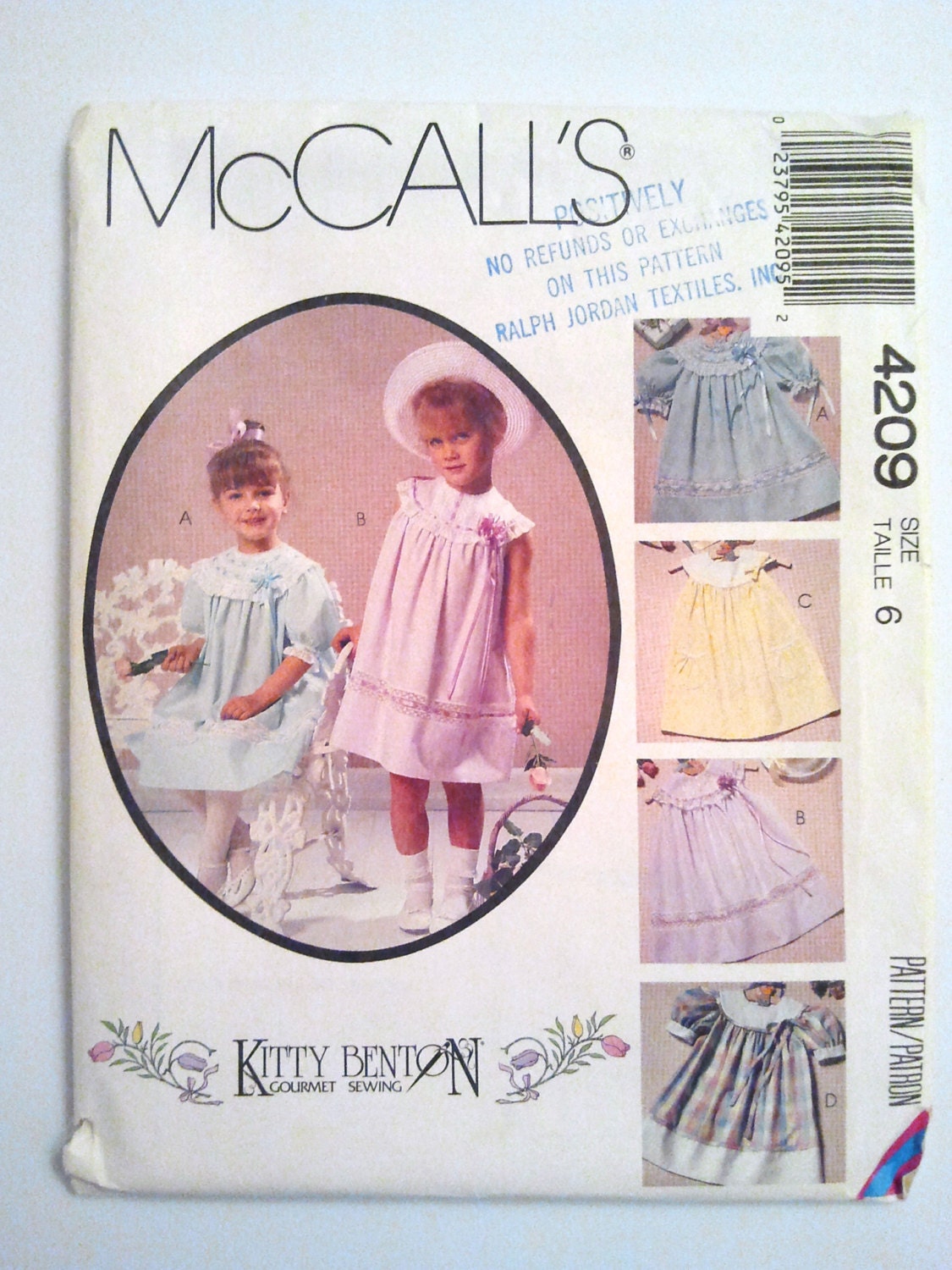 McCalls 4209, Girls Dress with Detachable Collars by Kitty Benton, Size 6