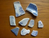 Sea pottery, blue and white
