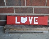 Red "Love" Ohio Wooden Sign