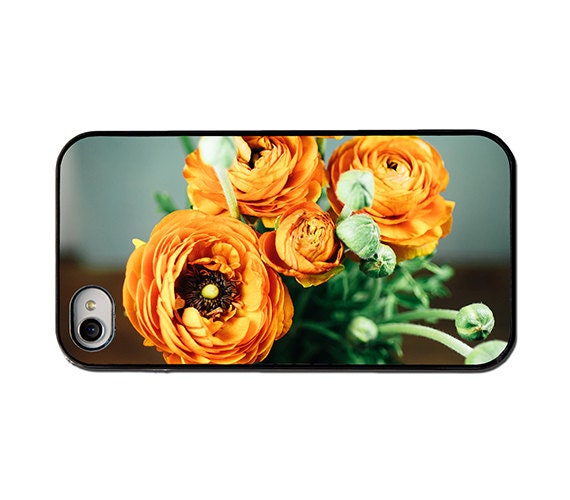Ranunculus Iphone case - Iphone 4 case - Iphone 5 case - orange ranunculus - floral Iphone case - girly Iphone case - orange ranunculus case