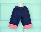 Vintage Jeans with Red Gingham Cuffs 1-2 Years